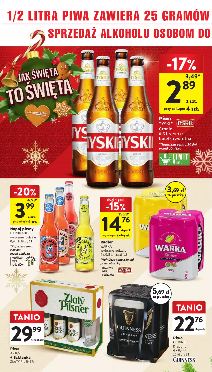 Gazetka promocyjna Intermarche - Gazetka Intermarche - ważna 19.12 do 23.12.2023 - strona 42 - produkty: Gra, Napój, Piwa, Piwo, Radler, Szklanka, Tyskie, Warka