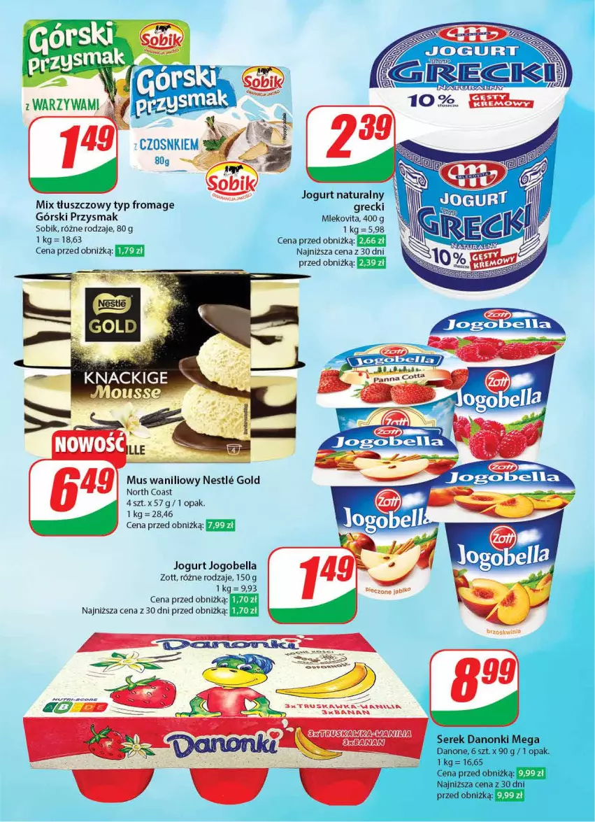 Gazetka promocyjna Dino - Gazetka 5 - ważna 30.01 do 06.02.2024 - strona 32 - produkty: Bell, Bella, Danone, Danonki, Fa, Jogobella, Jogurt, Jogurt naturalny, Mleko, Mlekovita, Mus, Ser, Serek, Zott