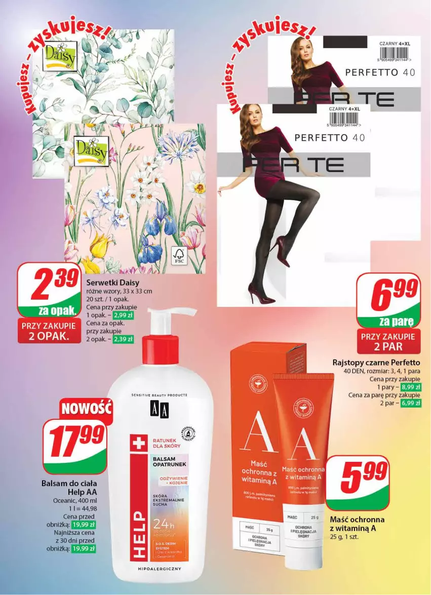 Gazetka promocyjna Dino - Gazetka 5 - ważna 30.01 do 06.02.2024 - strona 47 - produkty: Balsam do ciała, Rajstopy, Ser, Serwetki, Top