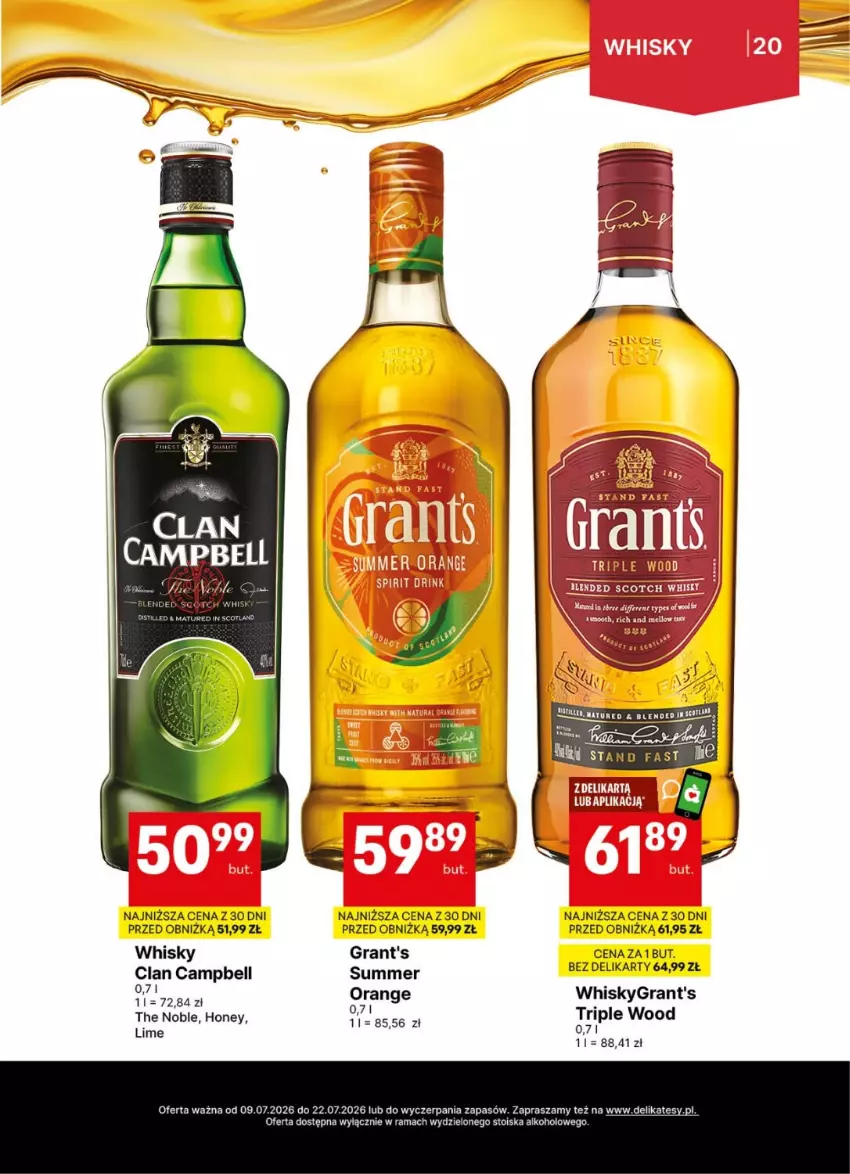 Gazetka promocyjna Delikatesy Centrum - Delibarek DC26-DC27 - ważna 09.07 do 22.07.2026 - strona 20 - produkty: Bell, Fa, Gra, Grant's, Rama, Whisky