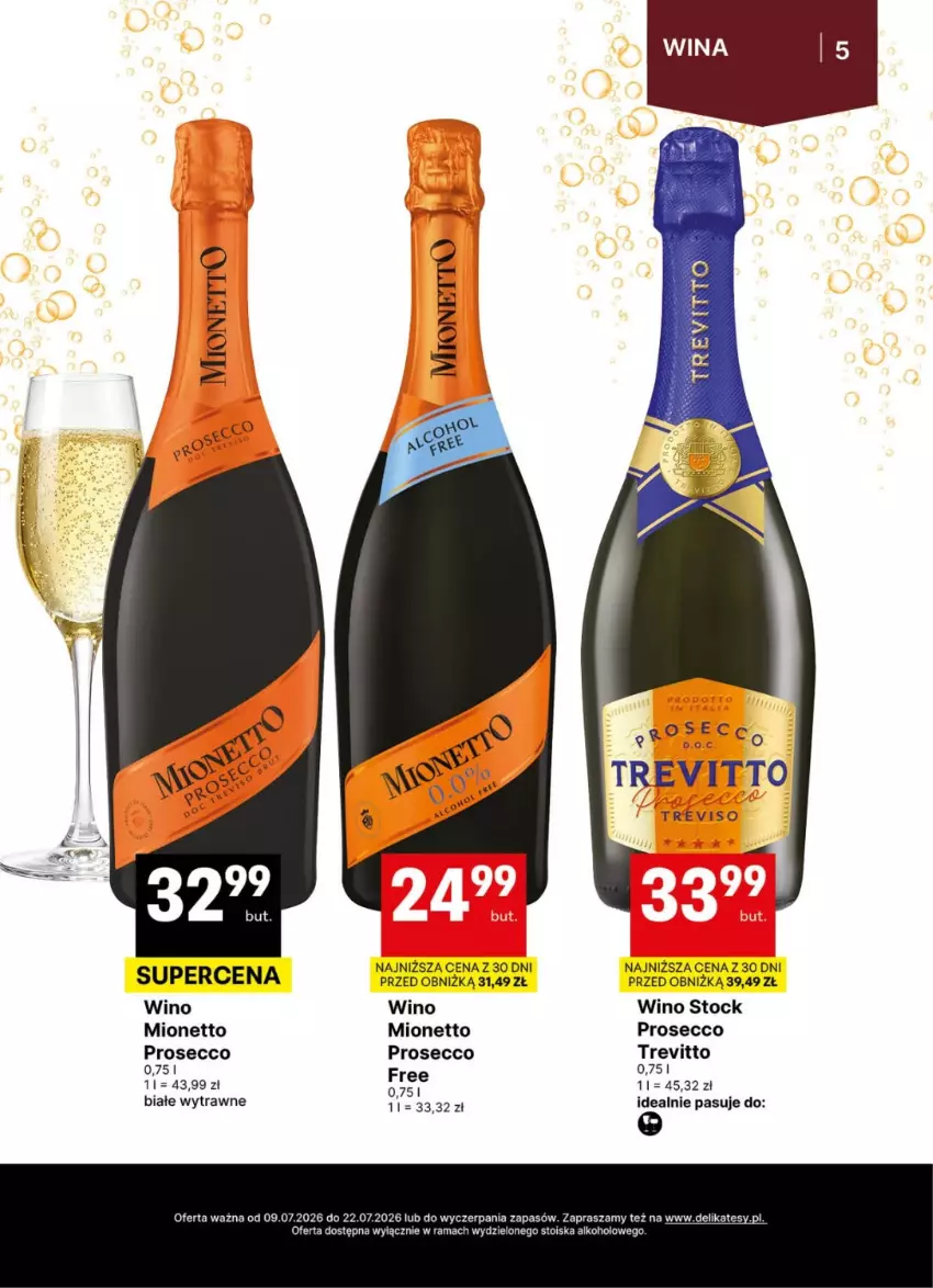 Gazetka promocyjna Delikatesy Centrum - Delibarek DC26-DC27 - ważna 09.07 do 22.07.2026 - strona 5 - produkty: Mionetto, Prosecco, Rama, Stock, Wino