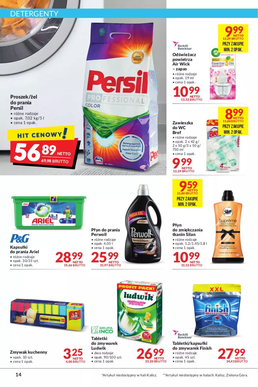 Gazetka promocyjna Makro - [Oferta promocyjna] Artykuły spożywcze i przemysłowe - ważna 22.02 do 07.03.2022 - strona 14 - produkty: Air Wick, Ariel, Bref, Finish, Kapsułki do prania, Ludwik, Odświeżacz powietrza, Persil, Perwoll, Płyn do prania, Silan, Tablet, Zawieszka do wc