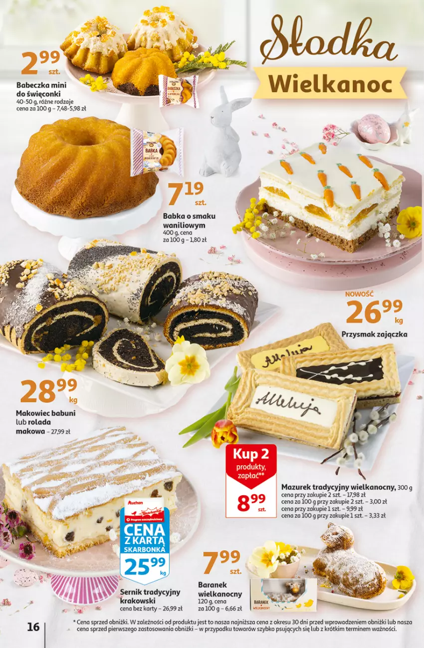 Gazetka promocyjna Auchan - Gazetka Wielkanoc na Twoim stole Hipermarket Auchan - ważna 30.03 do 08.04.2023 - strona 16 - produkty: Babka, Babuni, Makowiec, O nas, Rolada