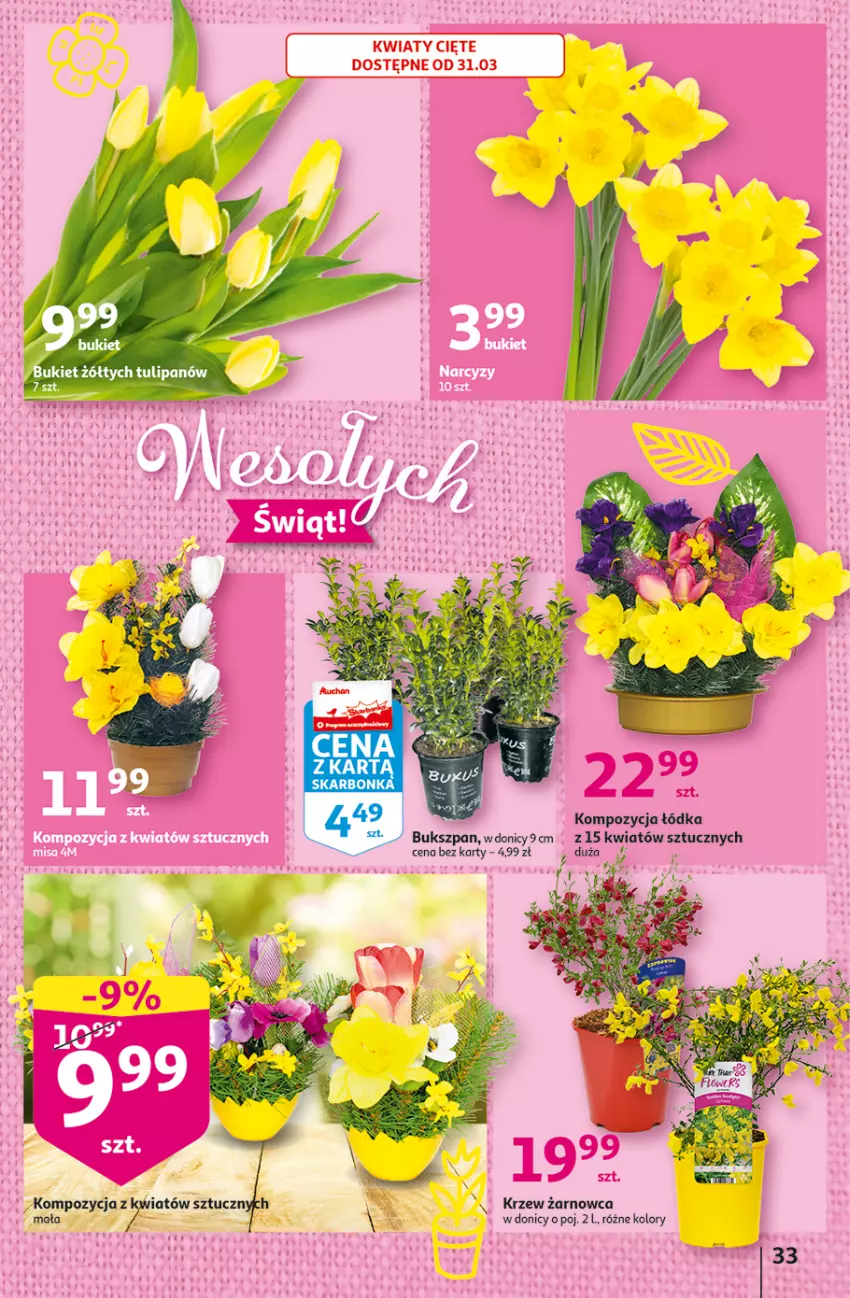 Gazetka promocyjna Auchan - Gazetka Wielkanoc na Twoim stole Hipermarket Auchan - ważna 30.03 do 08.04.2023 - strona 33 - produkty: Bukiet, Tulipan