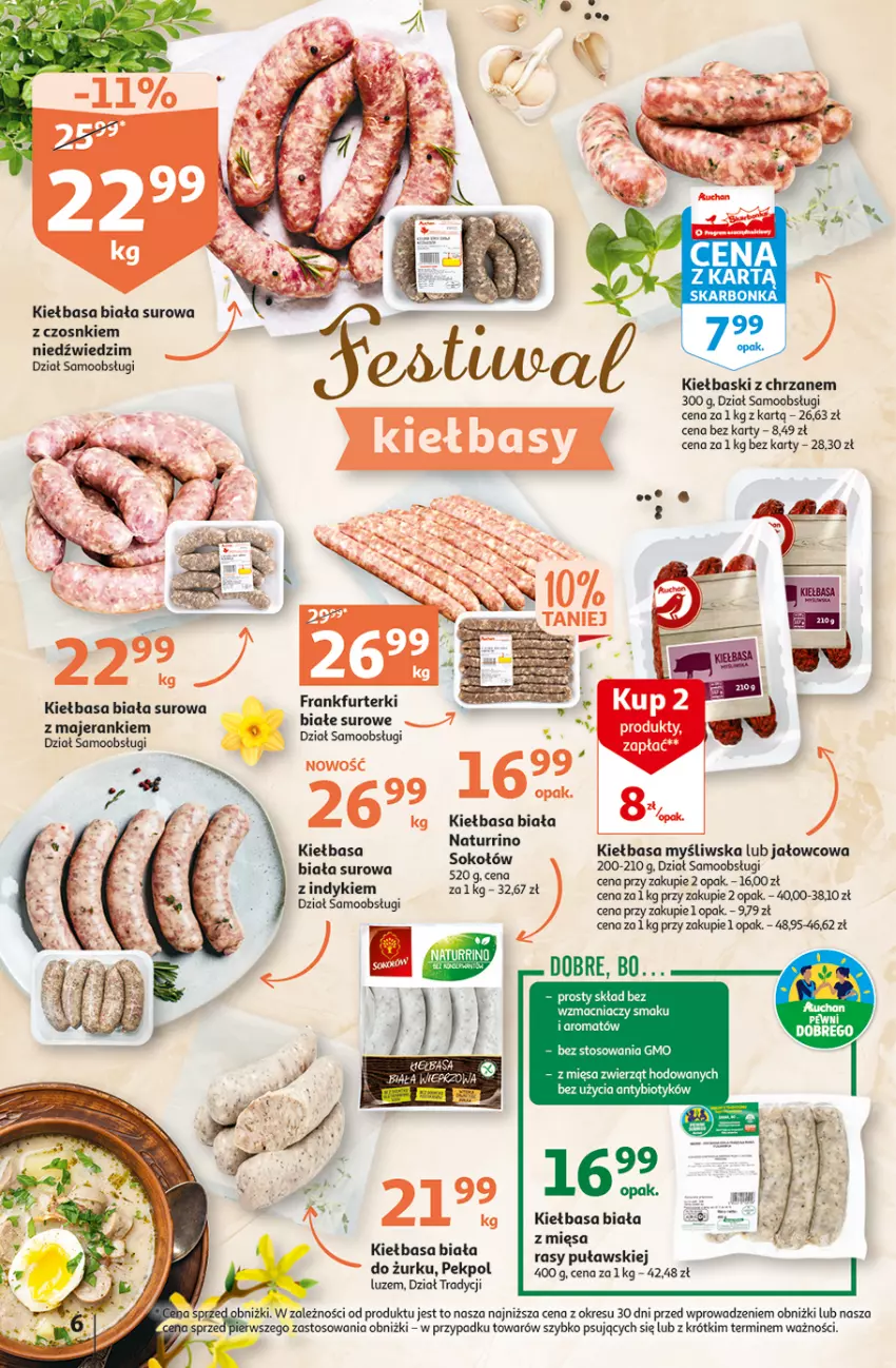 Gazetka promocyjna Auchan - Gazetka Wielkanoc na Twoim stole Hipermarket Auchan - ważna 30.03 do 08.04.2023 - strona 6 - produkty: Chrzan, Kiełbasa, Kiełbasa biała, O nas, Pekpol, Sok