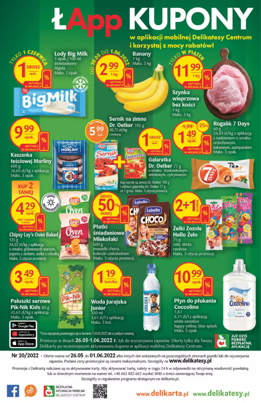 Gazetka promocyjna Delikatesy Centrum - Gazetka DC20 - ważna 26.05 do 01.06.2022 - strona 27 - produkty: 7 Days, Algida, Banany, Chipsy, Dr. Oetker, Gala, Galaretka, Gra, Kakao, LG, Mobil, Mus, Płyn do płukania, Rogal, Rum, Ser, Szynka, Woda