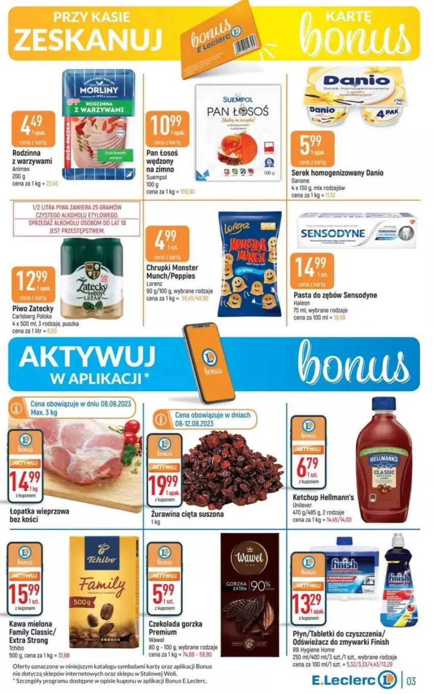 Gazetka promocyjna E Leclerc - ważna 08.08 do 19.08.2023 - strona 10 - produkty: Canon, Chrupki, Czekolada, Czekolada gorzka, Danio, Fa, Gra, Kawa, Kawa mielona, Ketchup, Monster Munch, Oreo, Pasta do zębów, Piwo, Sensodyne, Ser, Serek, Suempol, Warzywa