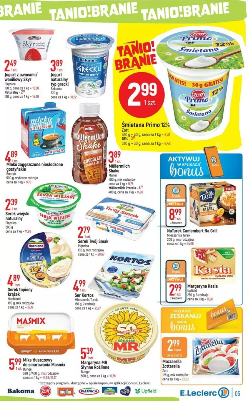 Gazetka promocyjna E Leclerc - ważna 08.08 do 19.08.2023 - strona 12 - produkty: Bakoma, Camembert, Fa, Hochland, Jogurt, Kasia, Piątnica, Ser, Serek, Sos, Twój Smak