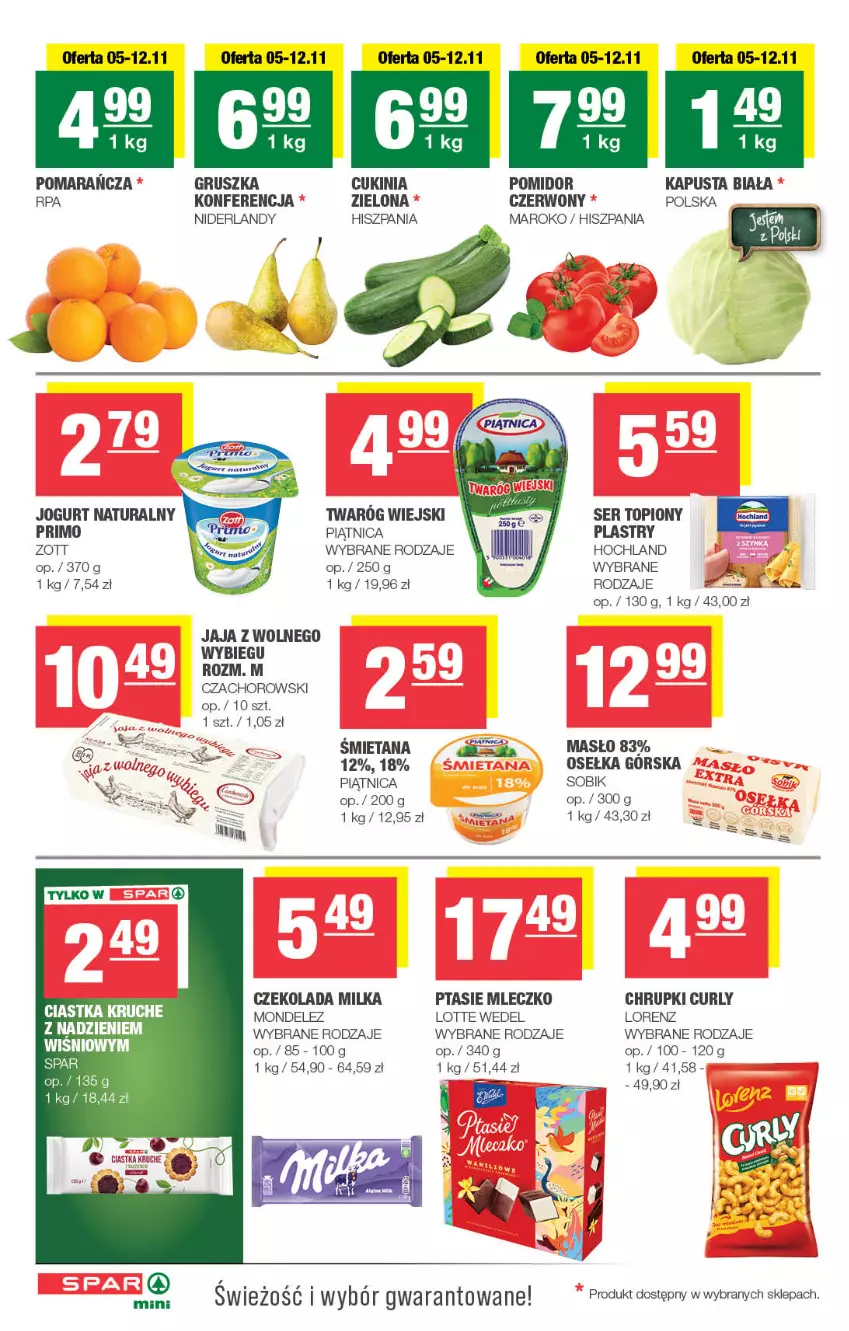 Gazetka promocyjna Spar - Spar-Mini - ważna 03.11 do 13.11.2025 - strona 2 - produkty: Chrupki, Czekolada, Hochland, Jaja, Jaja z wolnego wybiegu, Jogurt, Jogurt naturalny, Lorenz, Masło, Milka, Mleczko, Piątnica, Ptasie mleczko, Ser, Ser topiony, Top, Twaróg, Zott