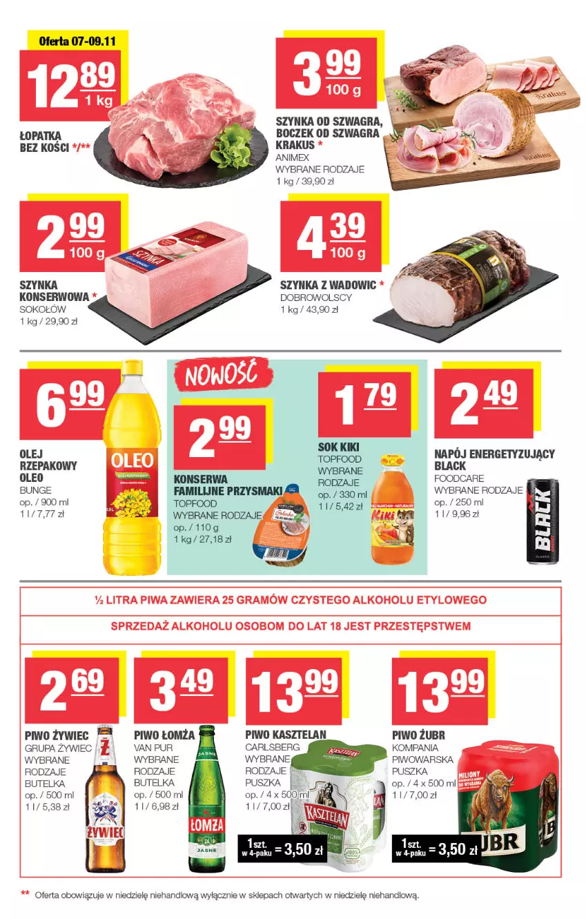 Gazetka promocyjna Spar - Spar-Mini - ważna 03.11 do 13.11.2025 - strona 3 - produkty: Boczek, Carlsberg, Fa, Gra, Krakus, Lack, Napój, Olej, Oleo, Piwo, Przysmaki, Pur, Ser, Sok, Sokołów, Szynka, Top