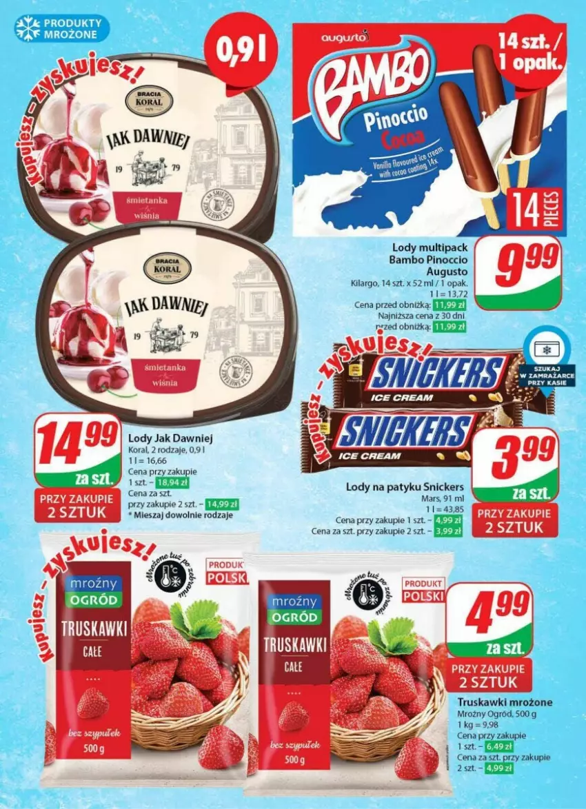 Gazetka promocyjna Dino - ważna 10.01 do 16.01.2024 - strona 15 - produkty: Lody, Mars, Ogród, Snickers, Truskawki