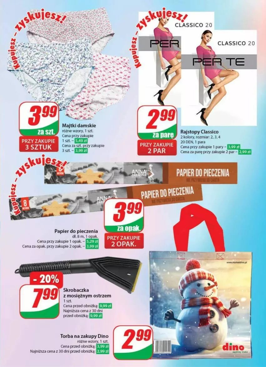 Gazetka promocyjna Dino - ważna 10.01 do 16.01.2024 - strona 40 - produkty: Majtki, Papier, Papier do pieczenia, Piec, Skrobaczka, Torba, Torba na zakupy