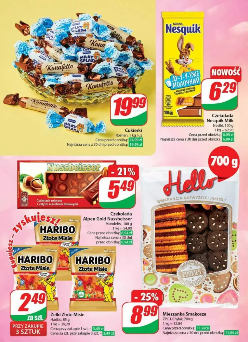 Gazetka promocyjna Dino - ważna 10.01 do 16.01.2024 - strona 51 - produkty: Cukier, Cukierki, Czekolada, Haribo, Kosz, Mieszanka smakosza, Nesquik, Ser