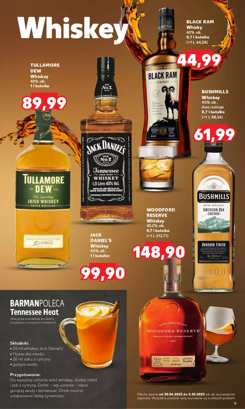 Gazetka promocyjna Kaufland - Barek Kauflandu - ważna 20.04 do 02.05.2023 - strona 8 - produkty: Bushmills, Cytryny, Lack, Lanki, Miód, Ser, Sok, Tullamore Dew, Whiskey, Whisky, Woda