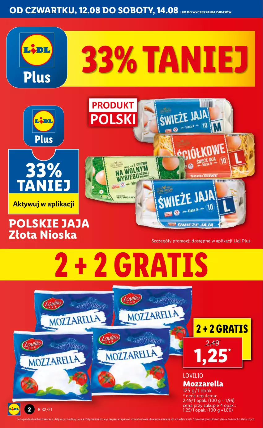 Gazetka promocyjna Lidl - GAZETKA - ważna 12.08 do 14.08.2021 - strona 2 - produkty: Gra, Jaja, Lovi, Mozzarella