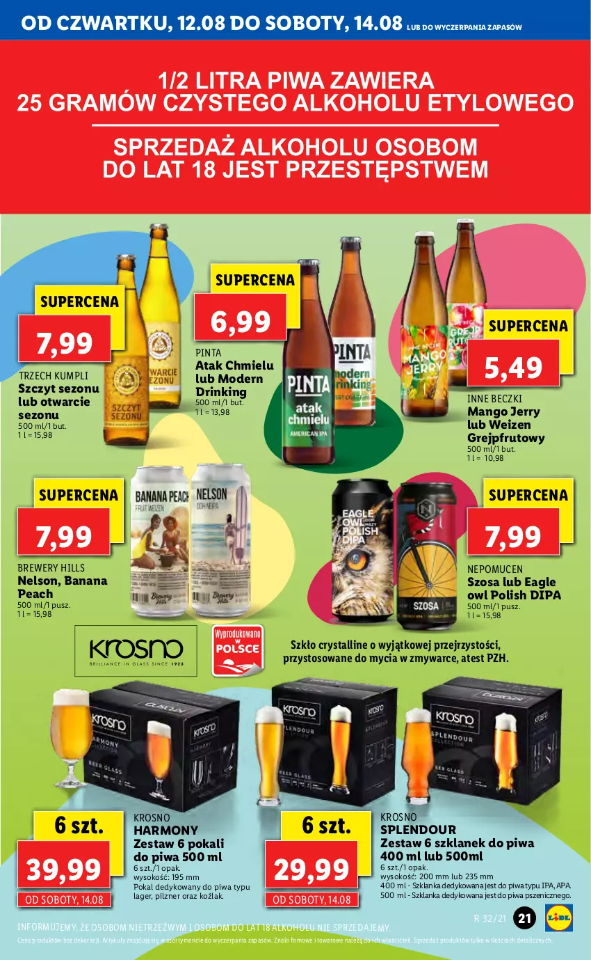 Gazetka promocyjna Lidl - GAZETKA - ważna 12.08 do 14.08.2021 - strona 21 - produkty: Grejpfrut, Mango, Piwa, Sok, Szklanka