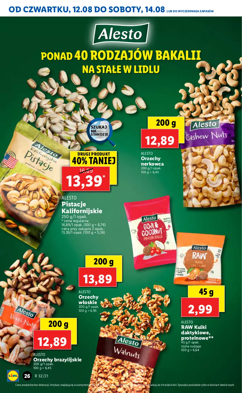 Gazetka promocyjna Lidl - GAZETKA - ważna 12.08 do 14.08.2021 - strona 26 - produkty: Orzechy włoskie, Pistacje