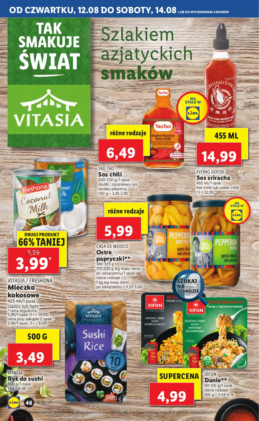 Gazetka promocyjna Lidl - GAZETKA - ważna 12.08 do 14.08.2021 - strona 46 - produkty: Kokos, Mleczko, Ryż, Ryż do sushi, Sos, Sushi