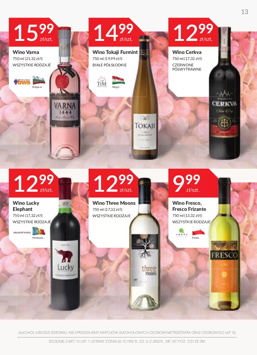 Gazetka promocyjna Stokrotka - Oferta alkoholowa - ważna 10.11 do 08.12.2021 - strona 13 - produkty: Fresco, Gry, Tokaji, Wino