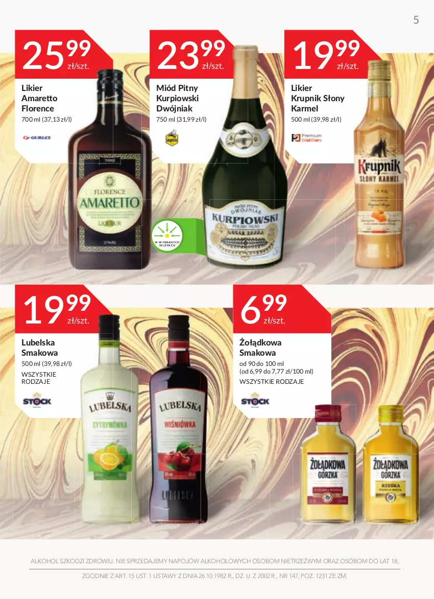 Gazetka promocyjna Stokrotka - Oferta alkoholowa - ważna 10.11 do 08.12.2021 - strona 5 - produkty: Krupnik, Likier, Miód, Miód pitny