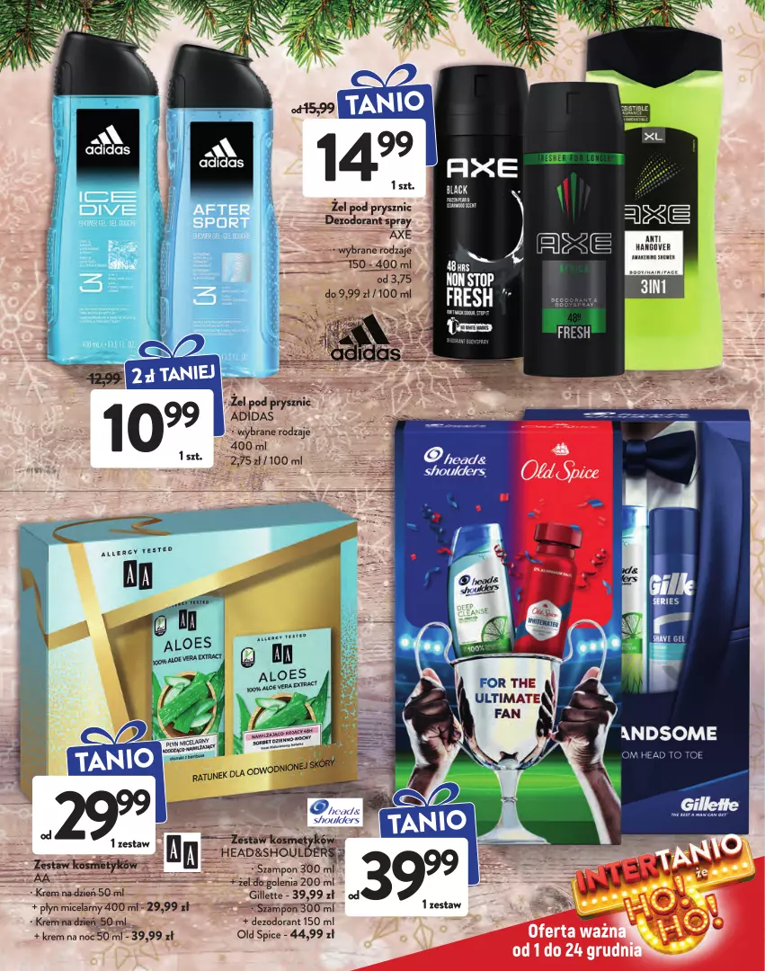 Gazetka promocyjna Intermarche - Gazetka Intermarche - ważna 01.12 do 24.12.2022 - strona 27 - produkty: Adidas, Aloe vera, Dezodorant, Fa, Gillette, Krem na noc, Old Spice, Płyn micelarny, Sos