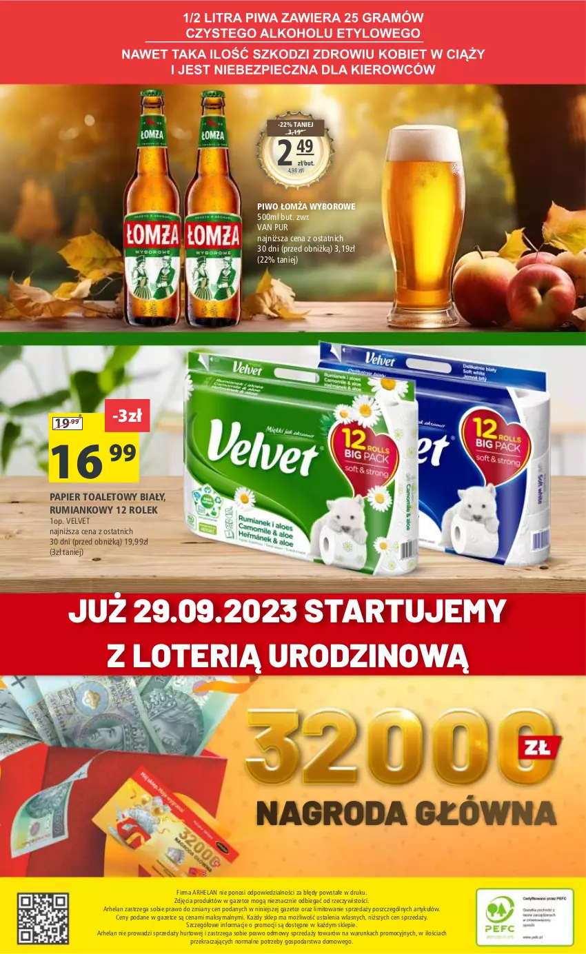 Gazetka promocyjna Arhelan - Gazetka - ważna 22.09 do 01.10.2023 - strona 20 - produkty: Papier, Papier toaletowy, Piwo, Pur, Rum, Velvet