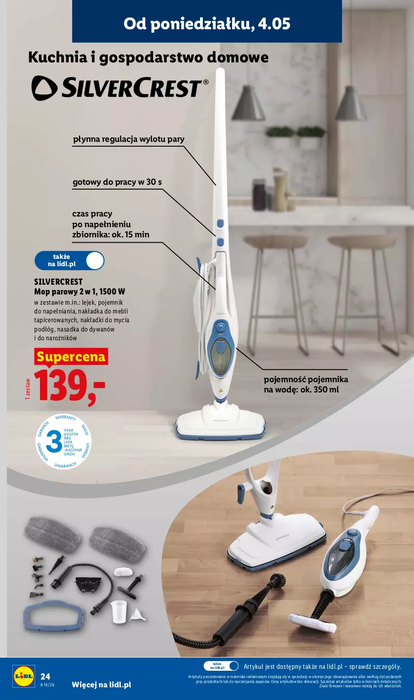 Gazetka promocyjna Lidl - Katalog ważny od 4.05 - ważna 04.05 do 09.05.2026 - strona 24 - produkty: Dywan, Kuchnia, Mop, Mop parowy, Narożnik, Pojemnik, Silvercrest