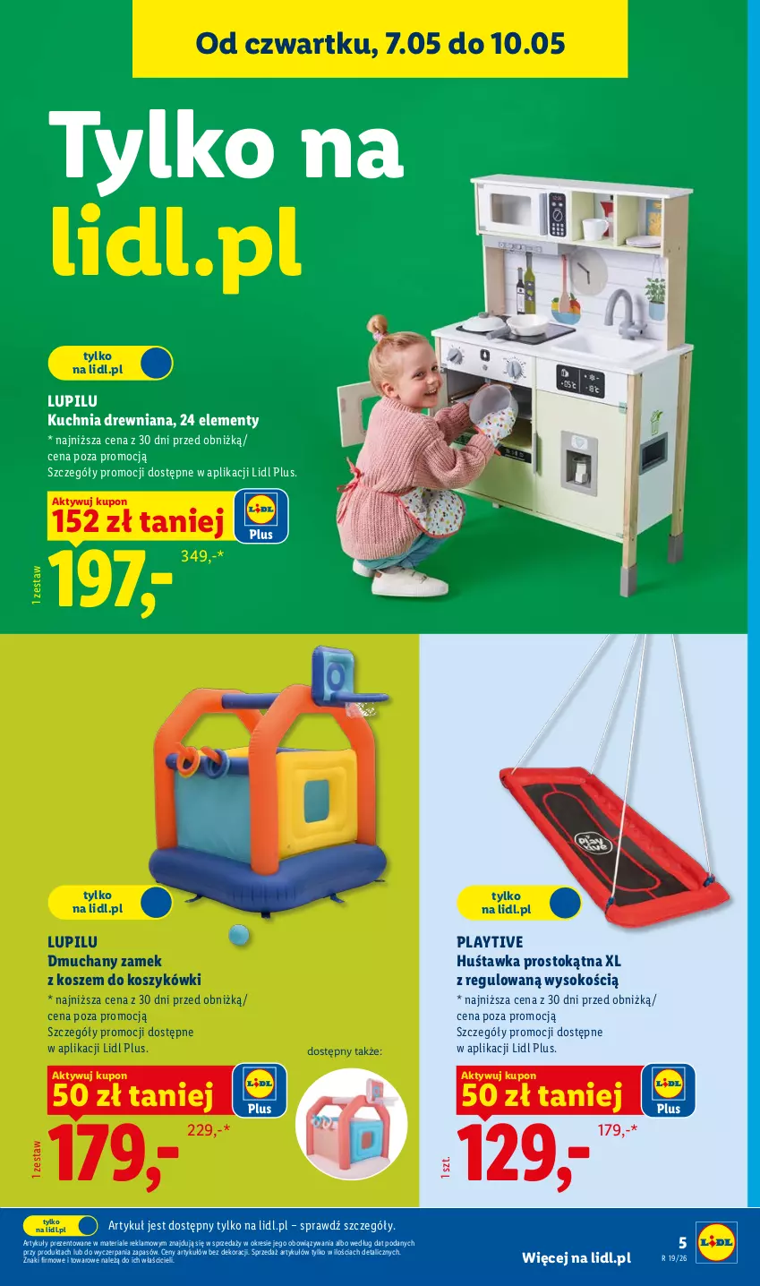 Gazetka promocyjna Lidl - Katalog ważny od 4.05 - ważna 04.05 do 09.05.2026 - strona 5 - produkty: Huśtawka, Kosz, Kuchnia, Sok