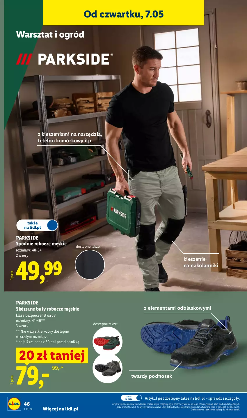 Gazetka promocyjna Lidl - Katalog ważny od 4.05 - ważna 04.05 do 09.05.2026 - strona 52 - produkty: Buty, Buty robocze, Ogród, Parkside, Piec, Spodnie, Telefon