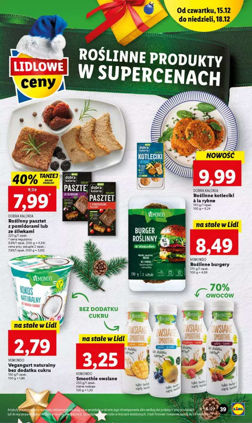 Gazetka promocyjna Lidl - GAZETKA - ważna 15.12 do 18.12.2022 - strona 45 - produkty: Burger, Napój, Pasztet, Por, Smoothie, Vegangurt