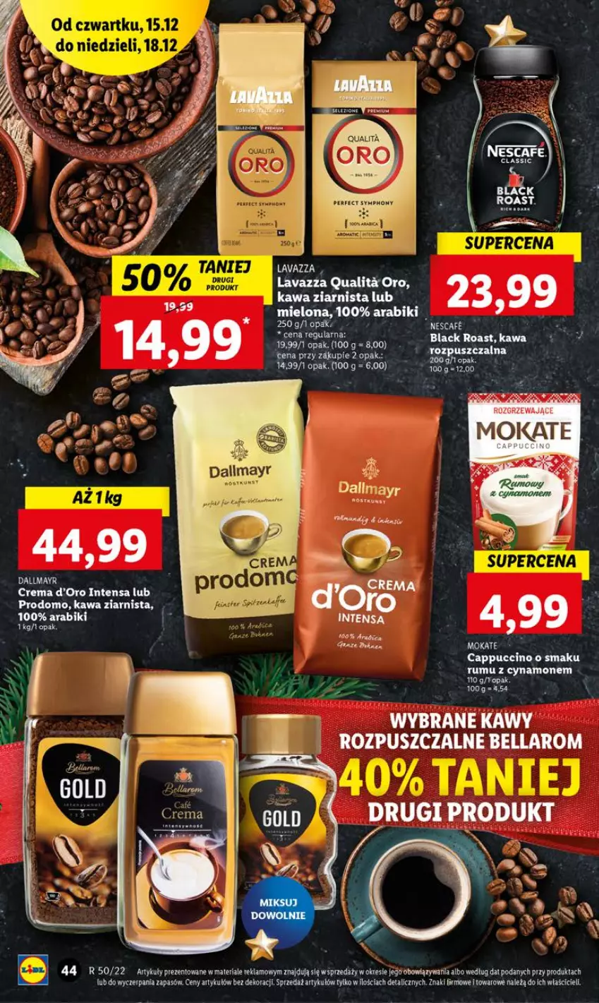 Gazetka promocyjna Lidl - GAZETKA - ważna 15.12 do 18.12.2022 - strona 50 - produkty: Bell, Bella, Cappuccino, Dallmayr, Kawa, Kawa ziarnista, Lack, Lavazza, Rum, Top