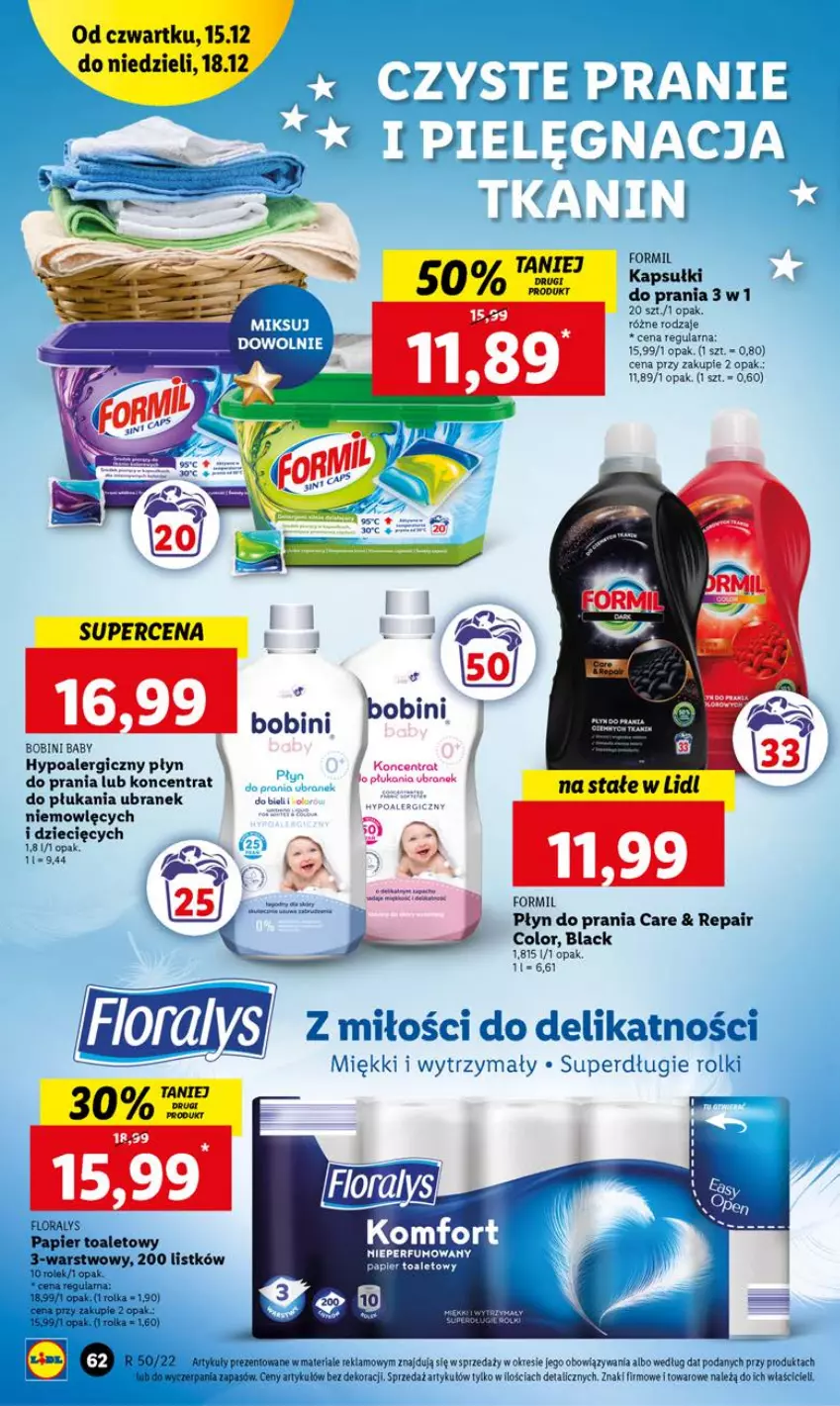 Gazetka promocyjna Lidl - GAZETKA - ważna 15.12 do 18.12.2022 - strona 72 - produkty: Dzieci, Kapsułki do prania, Lack, Płyn do prania, Rolki