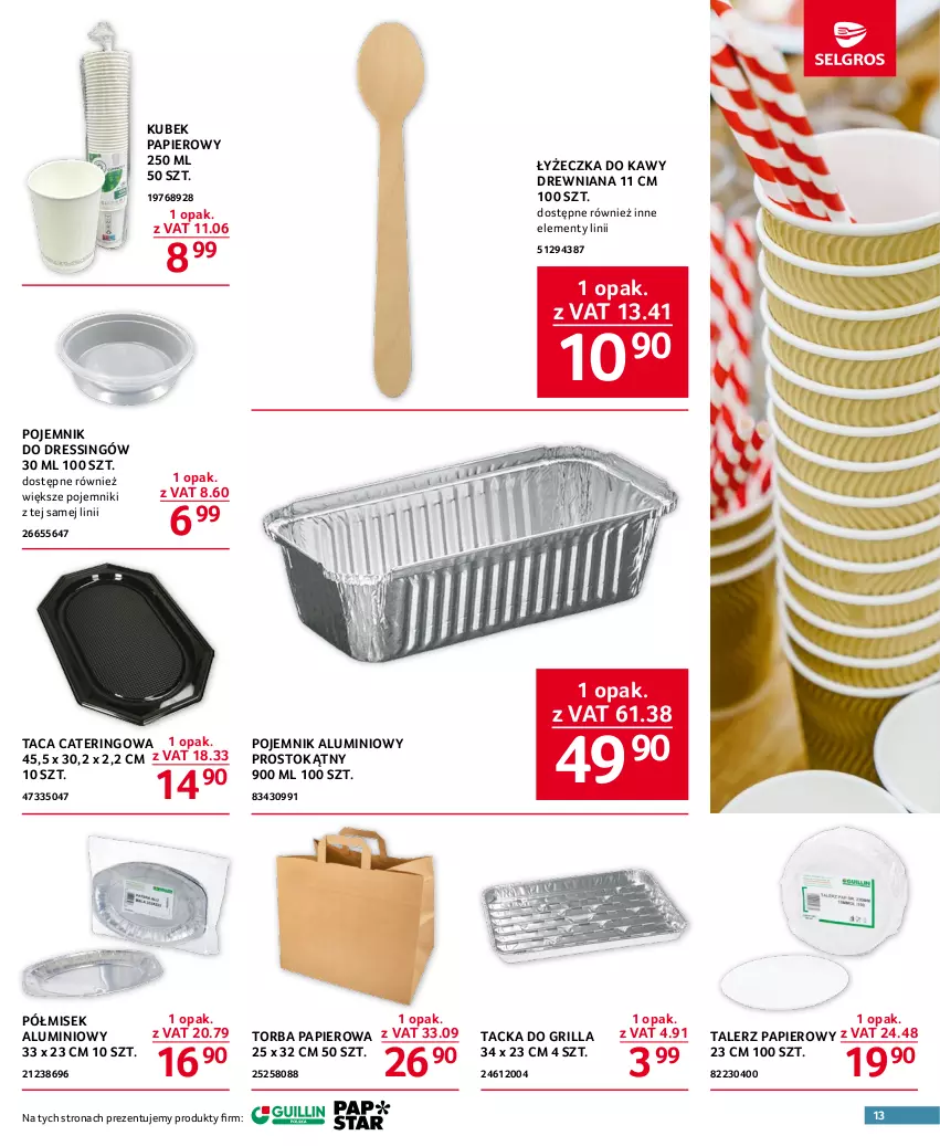 Gazetka promocyjna Selgros - Oferta gastronomiczna - ważna 29.06 do 12.07.2023 - strona 13 - produkty: Dres, Grill, Kubek, Kubek papierowy, Papier, Pojemnik, Taca, Talerz, Talerz papierowy, Torba