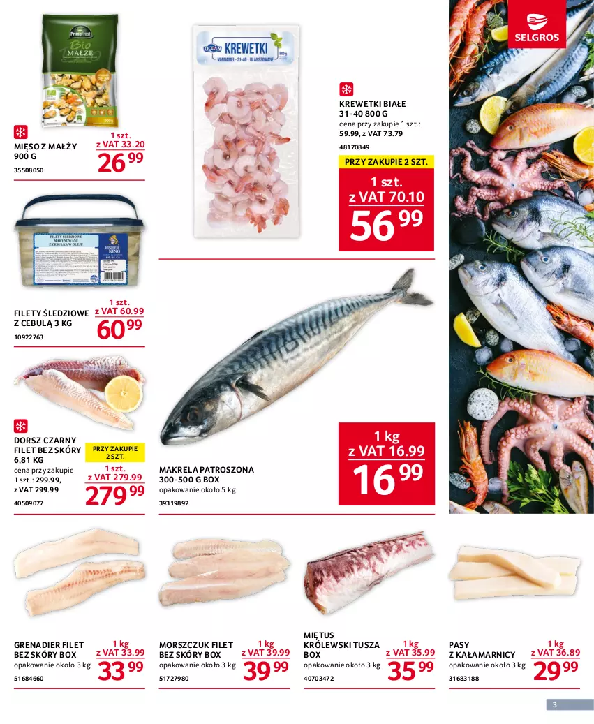 Gazetka promocyjna Selgros - Oferta gastronomiczna - ważna 29.06 do 12.07.2023 - strona 3 - produkty: Dorsz, Grenadier, Krewetki, Królewski, Mięso, Miętus, Tusz