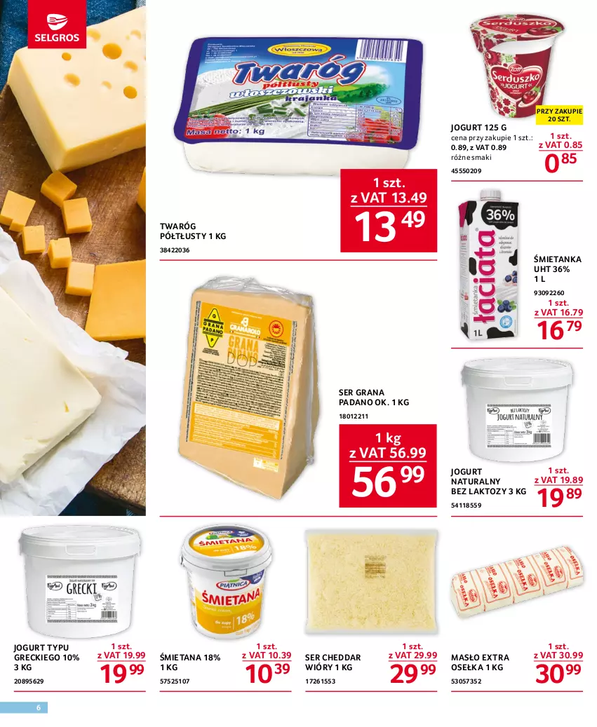 Gazetka promocyjna Selgros - Oferta gastronomiczna - ważna 29.06 do 12.07.2023 - strona 6 - produkty: Cheddar, Gra, Jogurt, Masło, Ser, Twaróg, Twaróg półtłusty