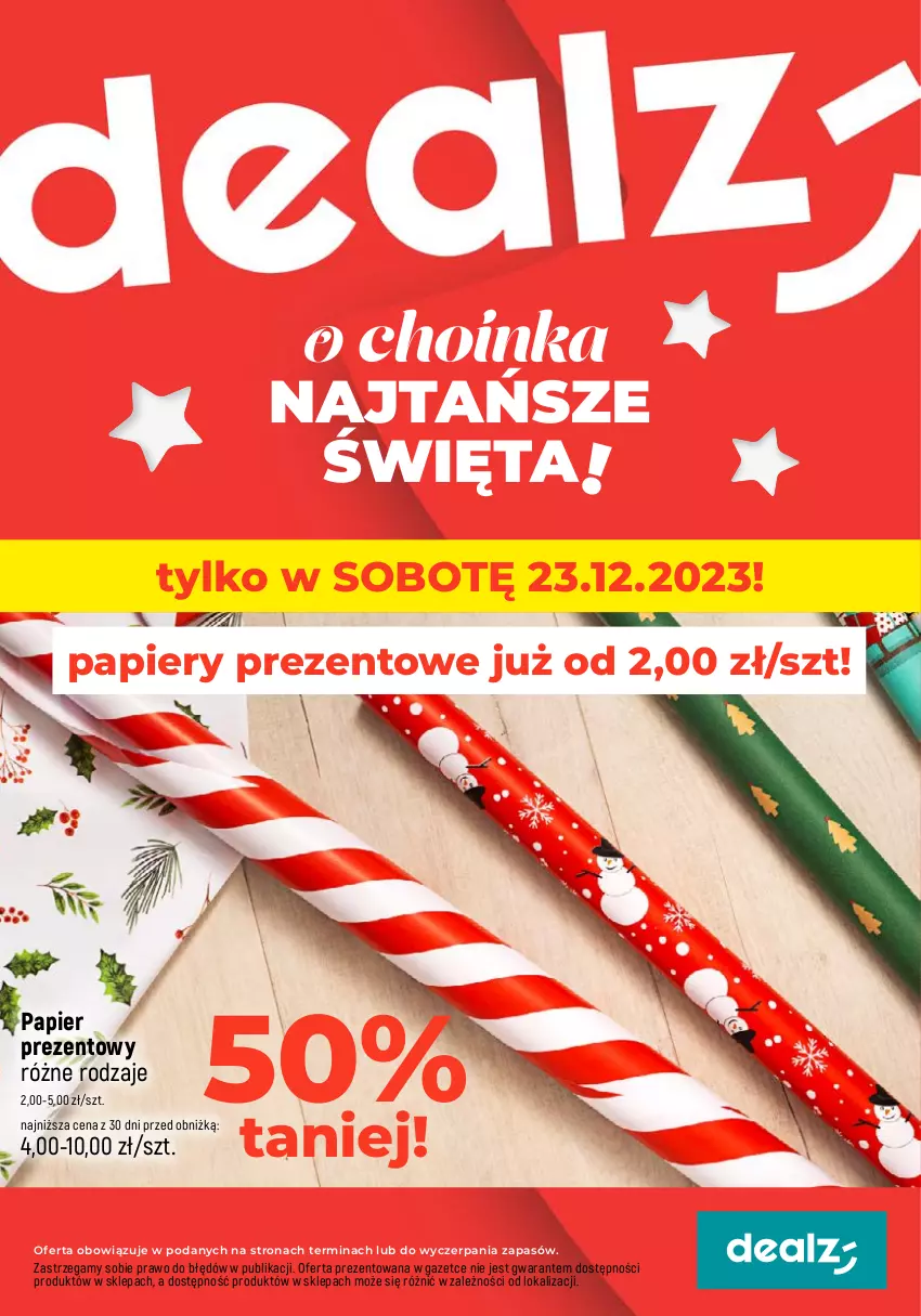 Gazetka promocyjna Dealz - NAJTAŃSZE ŚWIĘTA! - ważna 22.12 do 23.12.2023 - strona 1 - produkty: Papier