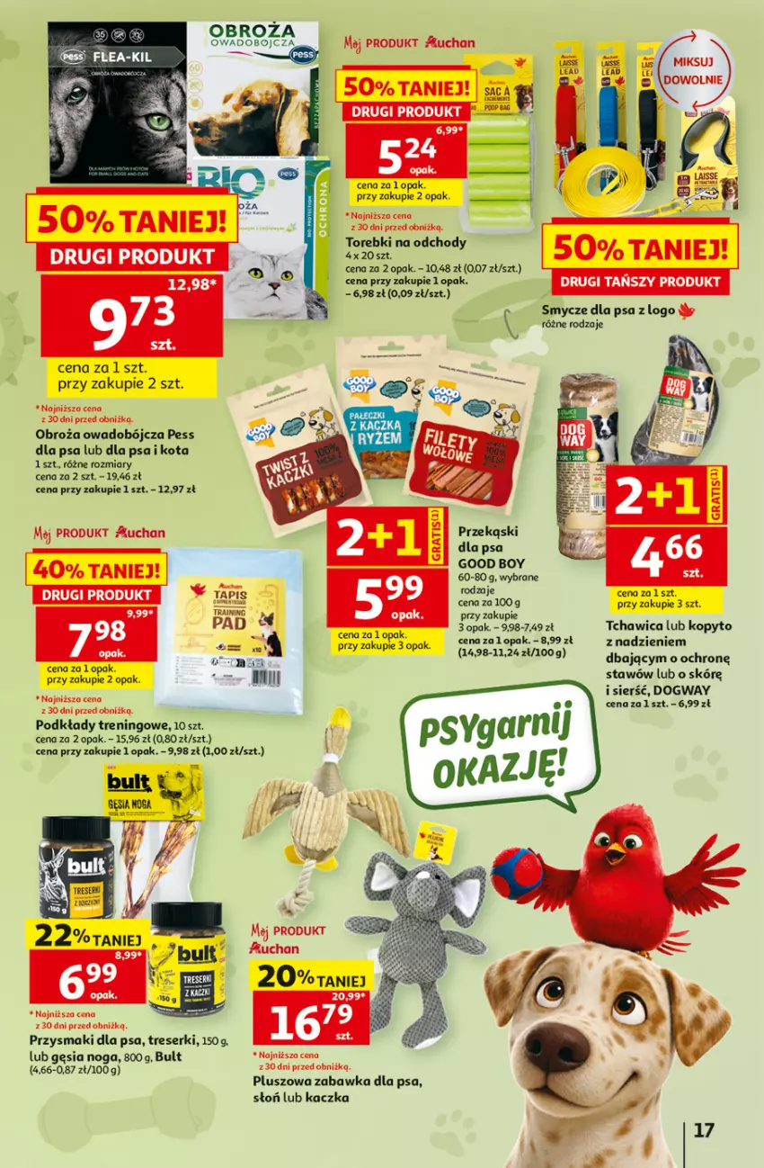 Gazetka promocyjna Auchan - Gazetka 30 Lat Hipermarket Auchan - ważna 25.06 do 01.07.2026 - strona 17 - produkty: Kaczka, Podkład, Przekąski dla psa, Przysmaki, Ser, Smycz, Zabawka