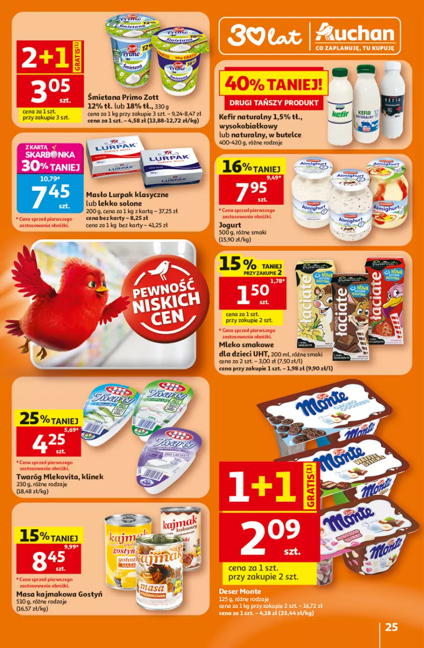 Gazetka promocyjna Auchan - Gazetka 30 Lat Hipermarket Auchan - ważna 25.06 do 01.07.2026 - strona 25 - produkty: Dzieci, Fa, Jogurt, Kefir, Kefir naturalny, Lurpak, Masło, Mleko, Mleko smakowe, Mlekovita, Ser, Sok, Twaróg, Zott