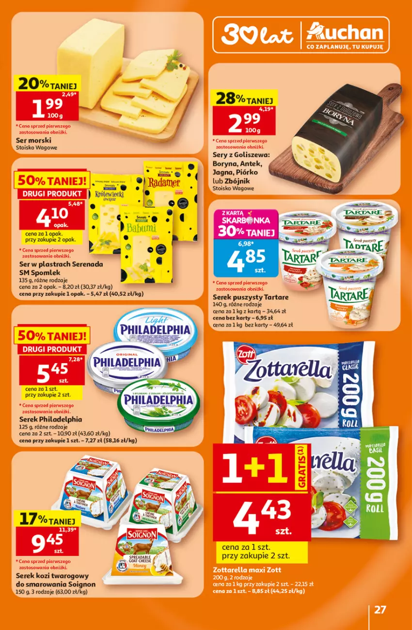 Gazetka promocyjna Auchan - Gazetka 30 Lat Hipermarket Auchan - ważna 25.06 do 01.07.2026 - strona 27 - produkty: Philadelphia, Por, Ser, Serek, Serek puszysty, Tarta, Tartare