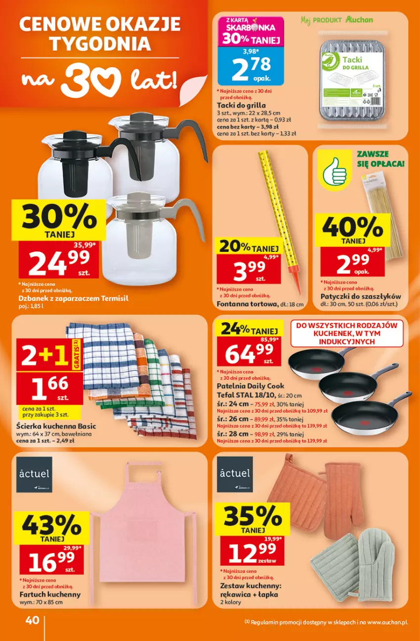 Gazetka promocyjna Auchan - Gazetka 30 Lat Hipermarket Auchan - ważna 25.06 do 01.07.2026 - strona 40 - produkty: Fa, Fartuch kuchenny, Grill, Patelnia, Tefal