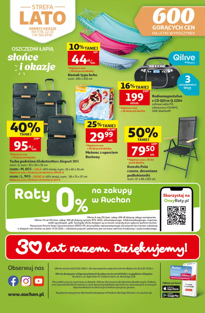 Gazetka promocyjna Auchan - Gazetka 30 Lat Hipermarket Auchan - ważna 25.06 do 01.07.2026 - strona 45 - produkty: Fa, Gra, Hama, Krzesło, Materac, Por, Pur, Tera, Torba