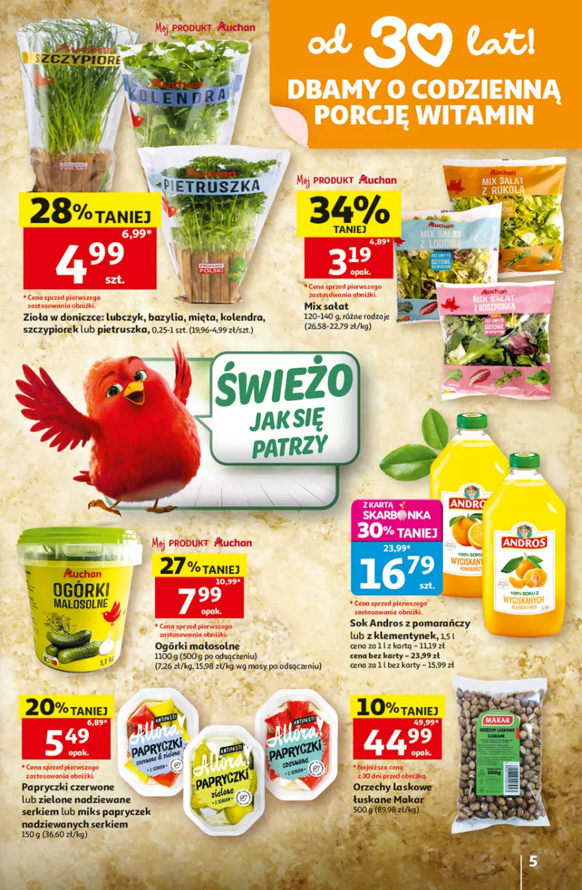 Gazetka promocyjna Auchan - Gazetka 30 Lat Hipermarket Auchan - ważna 25.06 do 01.07.2026 - strona 5 - produkty: Bazyl, Bazylia, Kolendra, Mięta, Pietruszka, Ser, Sok, Zioła w doniczce