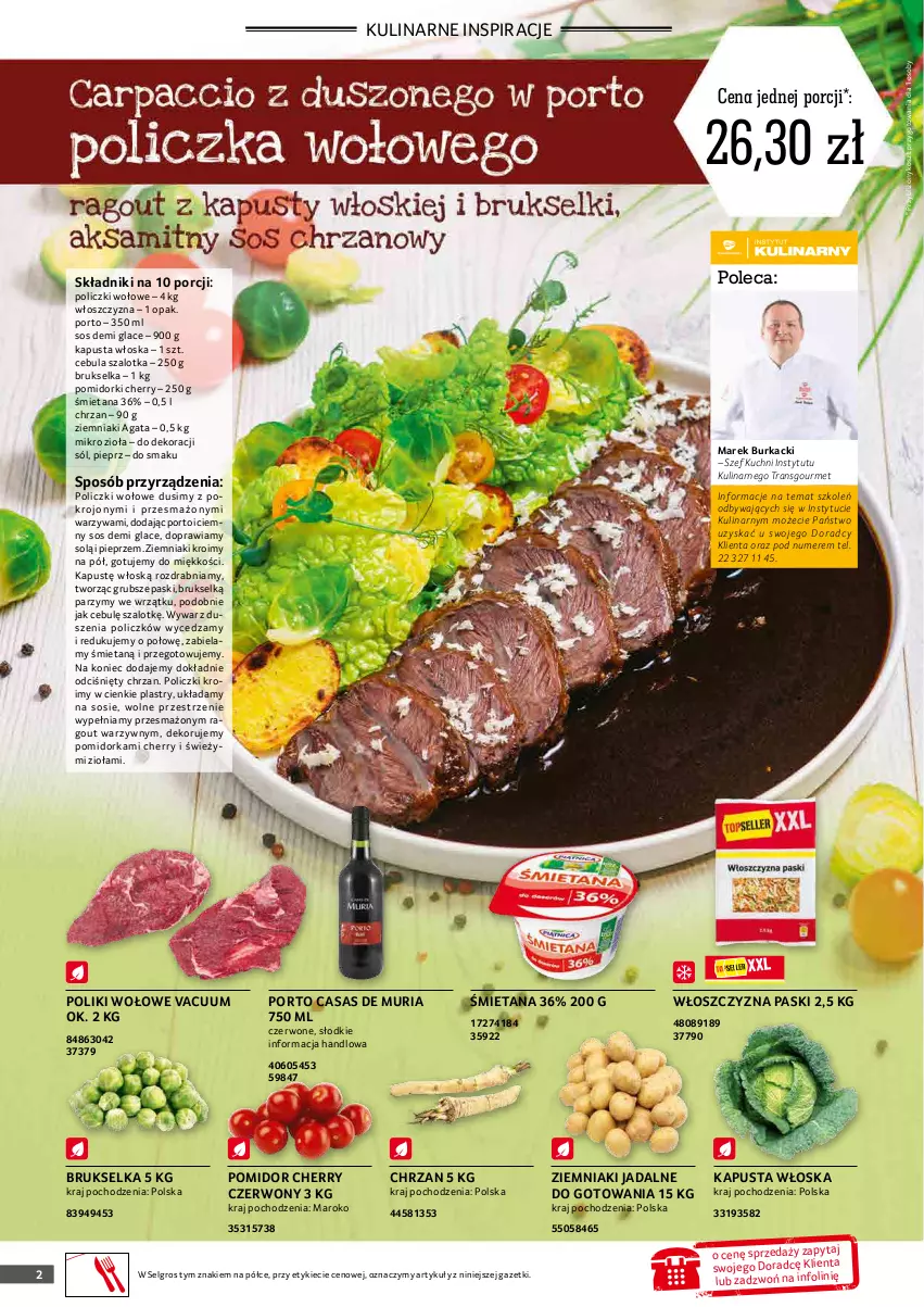 Gazetka promocyjna Selgros - Oferta gastronomiczna - ważna 31.03 do 06.04.2022 - strona 2 - produkty: Brukselka, Cebula, Cebula szalotka, Chrzan, Kosz, LG, Orka, Pieprz, Policzki wołowe, Pomidorki, Por, Sól, Sos, Szal, Tran, Warzywa, Ziemniaki