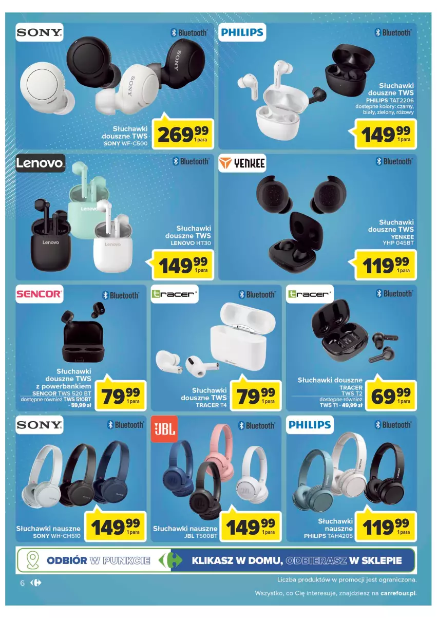 Gazetka promocyjna Carrefour - Gazetka Carrefour - ważna 04.05 do 28.05.2022 - strona 6 - produkty: Acer, Gra, HP, JBL, Koc, Lenovo, Philips, Powerbank, Sencor, Słuchawki, Sony