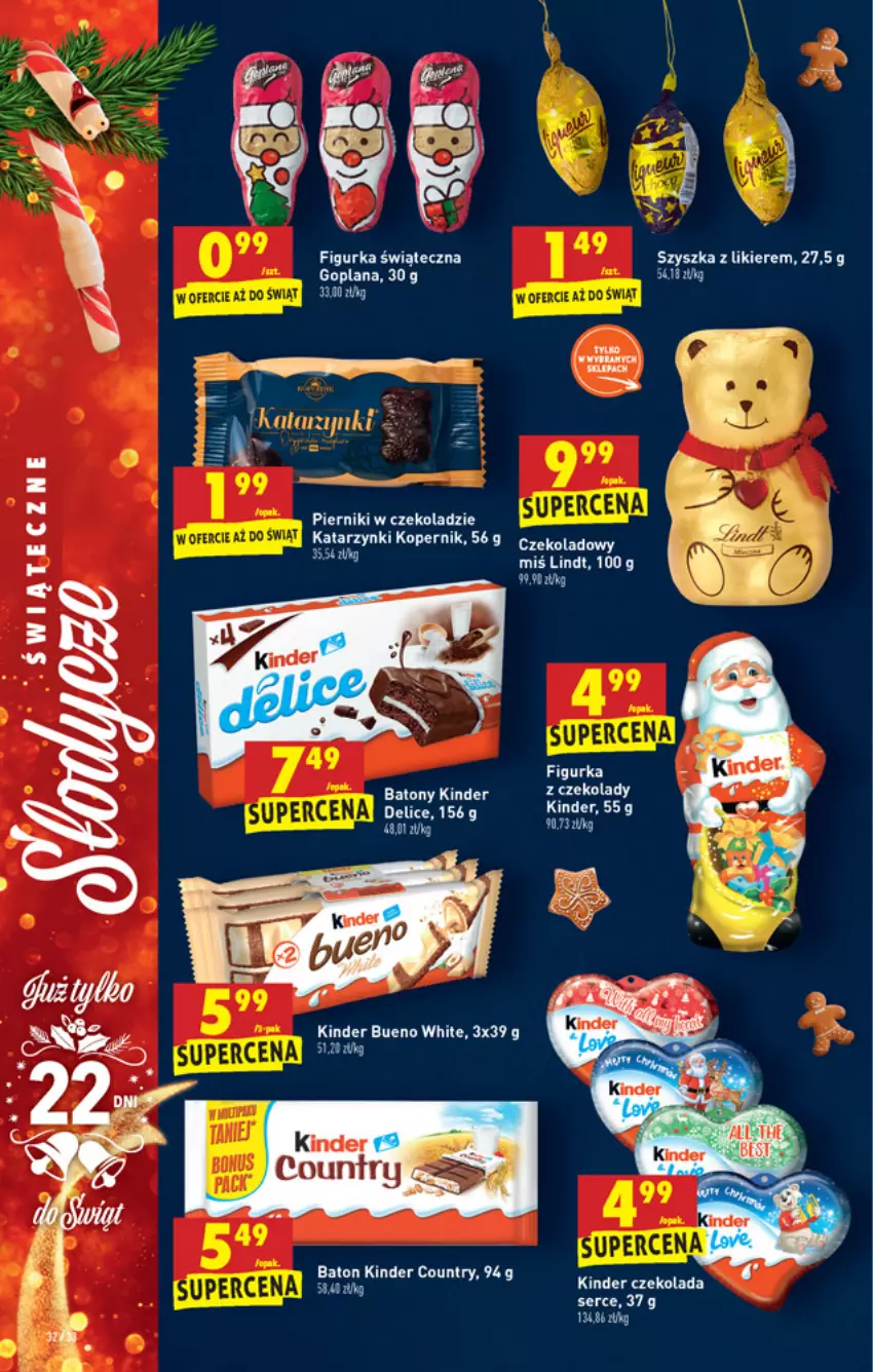 Gazetka promocyjna Biedronka - W tym tygodniu - ważna 02.12 do 08.12.2021 - strona 32 - produkty: Baton, Czekolada, Figurka z czekolady, Goplana, Kinder, Kinder Bueno, LANA, Likier, Piernik, Pierniki w czekoladzie, Ser