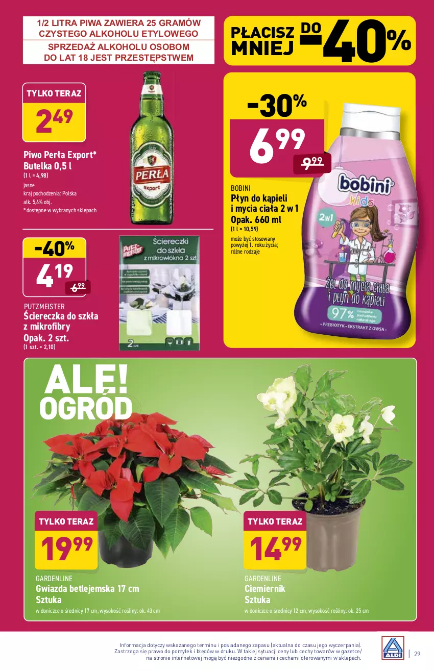 Gazetka promocyjna Aldi - Katalog spożywczy - ważna 15.11 do 20.11.2021 - strona 29 - produkty: Gra, Gwiazda, Perła, Piwa, Piwo, Płyn do kąpieli, Por, Putzmeister, Sok, Tera