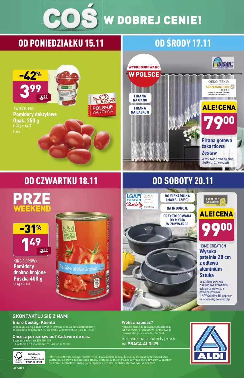 Gazetka promocyjna Aldi - Katalog spożywczy - ważna 15.11 do 20.11.2021 - strona 30 - produkty: Biuro, Firana, Gra, King’s Crown, O nas, Okno, Patelnia, Piekarnik, Pomidory, Por, Sok