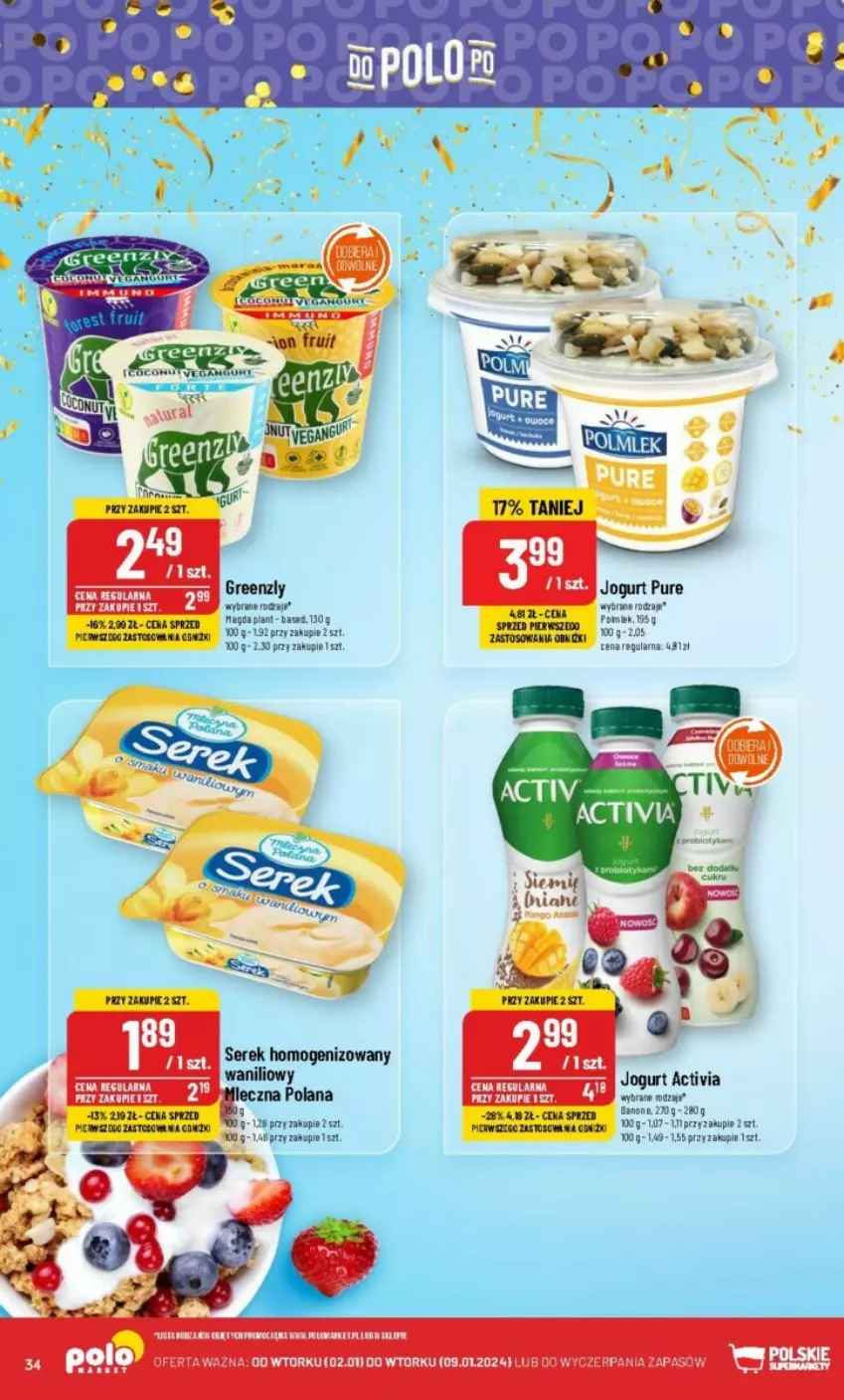 Gazetka promocyjna PoloMarket - ważna 02.01 do 09.01.2024 - strona 28 - produkty: Activia, Buty, Danone, Fa, Jogurt, Pur, Ser, Serek, Serek homogenizowany