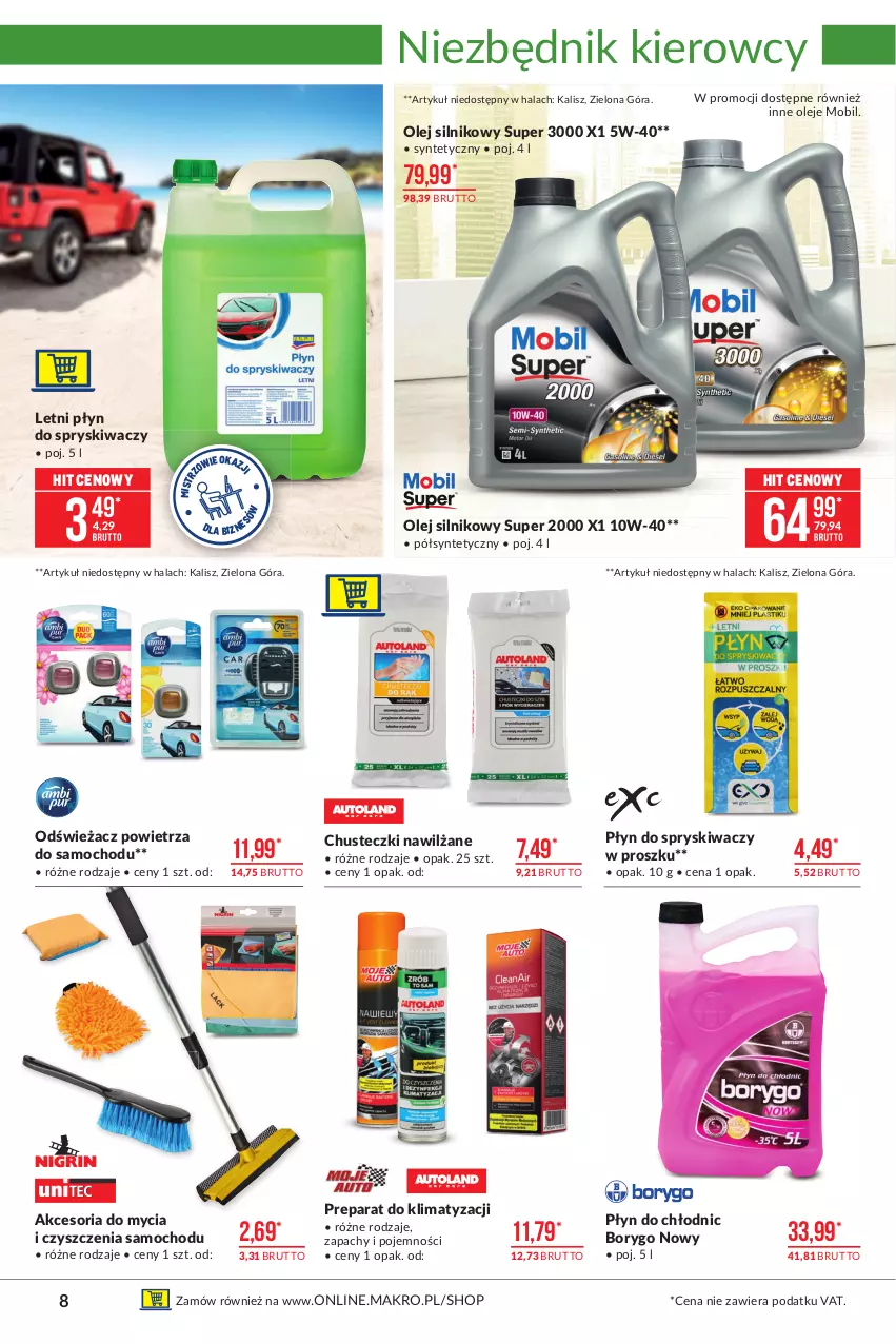 Gazetka promocyjna Makro - [Oferta promocyjna] Artykuły przemysłowe - ważna 13.07 do 26.07.2021 - strona 8 - produkty: Chusteczki, Mobil, Odświeżacz powietrza, Olej, Olej silnikowy, Płyn do chłodnic, Płyn do spryskiwaczy