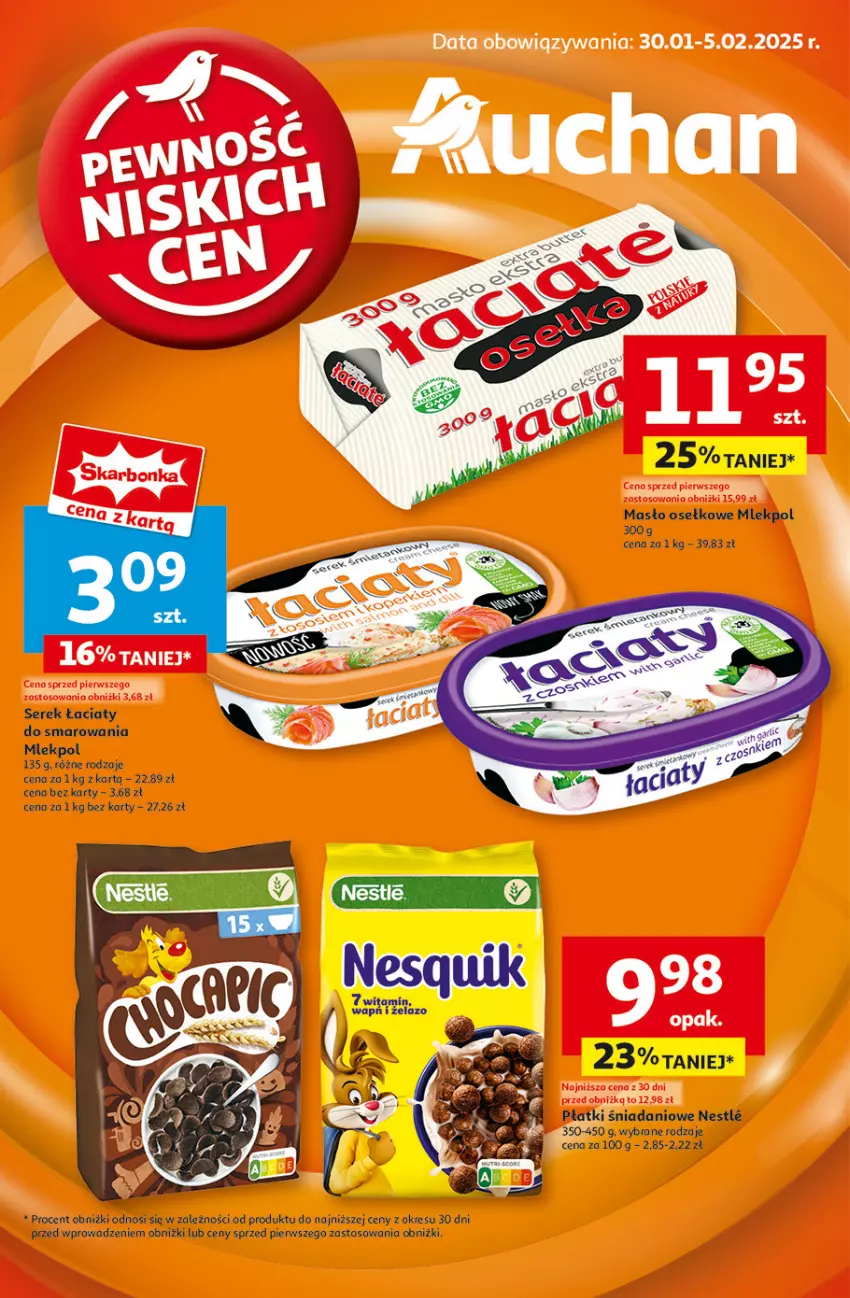 Gazetka promocyjna Auchan - Gazetka Pewność Niskich Cen Hipermarket Auchan - ważna 30.01 do 05.02.2025 - strona 1 - produkty: Danio, Masło, Ser, Serek